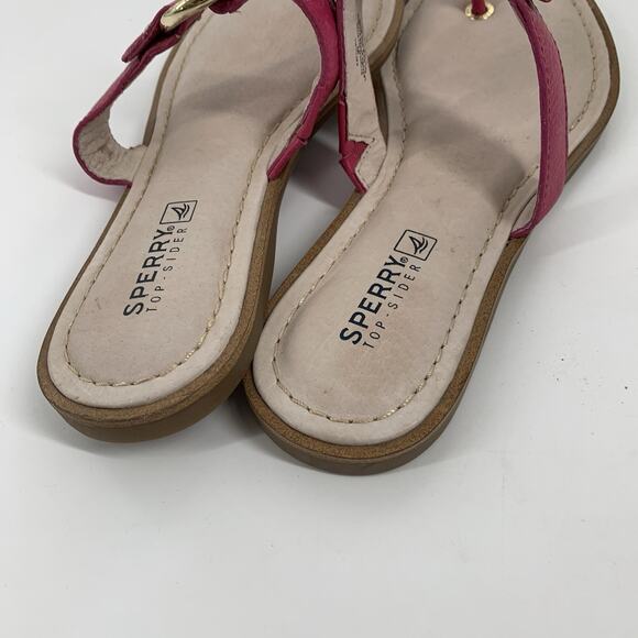 Sperry Top Siders Carolina Leather Slip On Thong Sandals Size 8 Womens Dark Pink - Picture 6 of 8